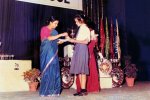 Suparna Sankaran: Prize Night, receiving prize from the then principal Mrs Lathika Das