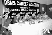 Faculty members of DBMS Career Academy address a news meet on the school premises. Picture by Bhola Prasad 