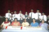 Faculty members and students of DBMS English School with the runners-up trophy. Picture by Srinivas 