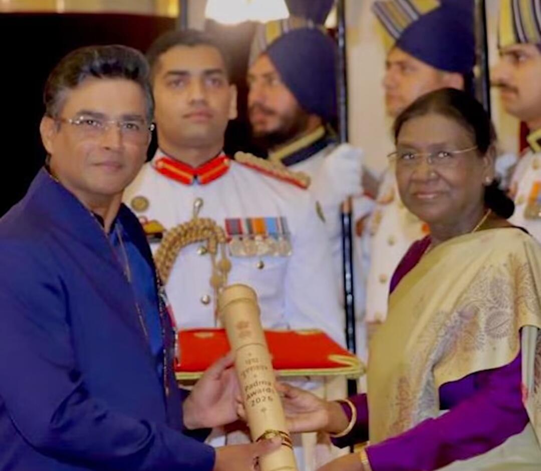 R Mahadevan receives Padma Shri from President of India